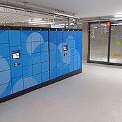 Tübingen, Radstation Tiefgarage, Schließfachanlage 1 - linke Seite